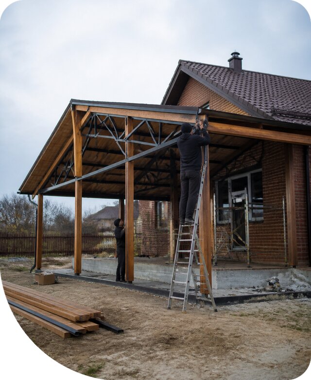 Пристройка навеса к дому и участку в Мичуринске под ключ